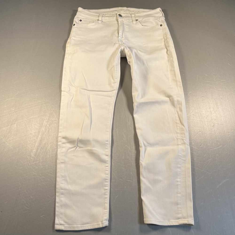 7 For All Mankind Jeans Womens Kimmie Crop 29 White Skinny Stretch Made USA